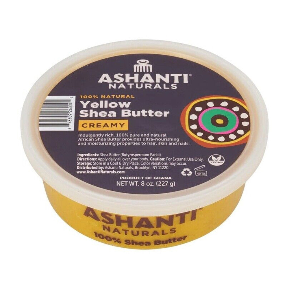 Ashanti Naturals Yellow Whipped Raw Shea Butter Moisturizer Cream, 8 Oz
